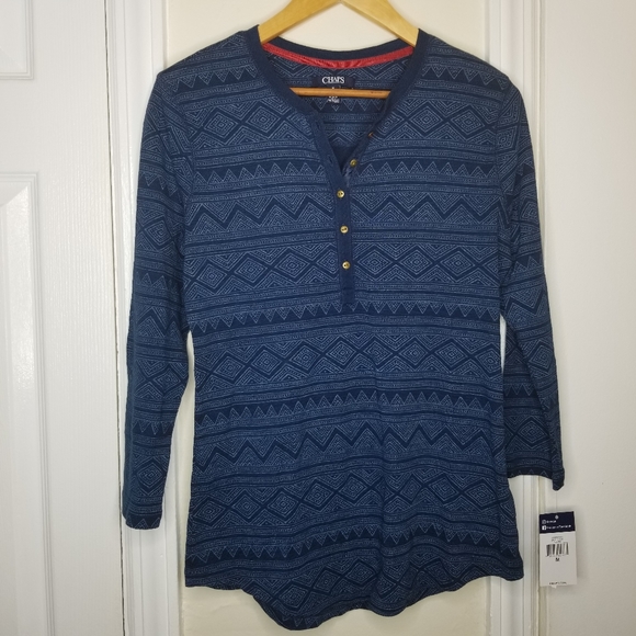 Chaps Tops - Chaps Blue Aztec Henley Shirt Size Medium …